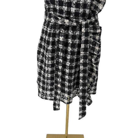 Lovers + Friends One Shoulder Mini Dress LARGE Seana Black Ruffle Eyelet Revolve - Picture 5 of 12